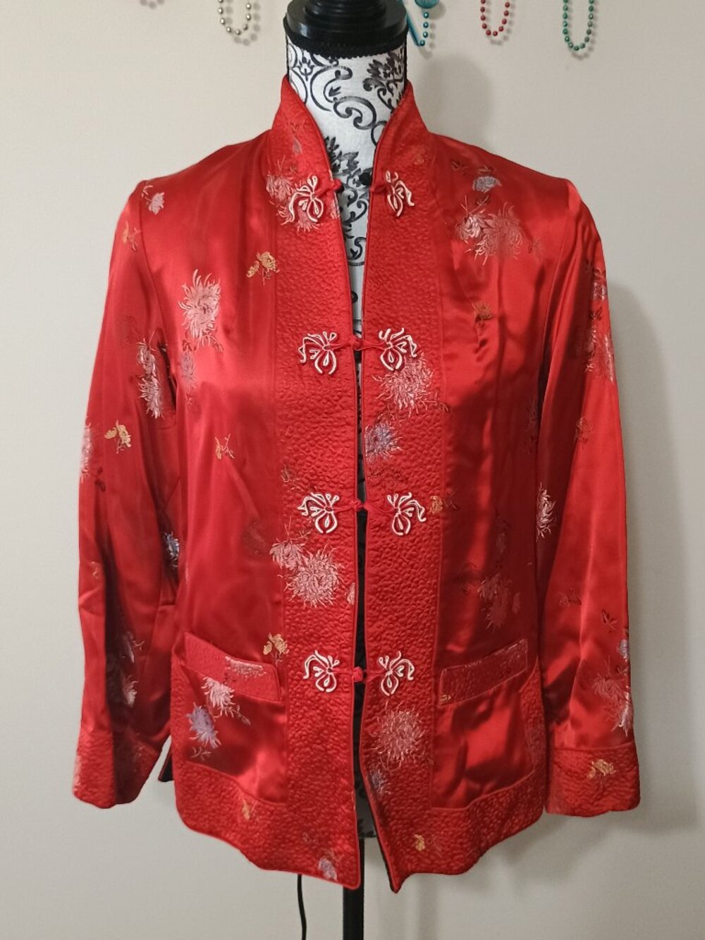 Tang Reversible Silk Suit Jacket Medium Red & Black